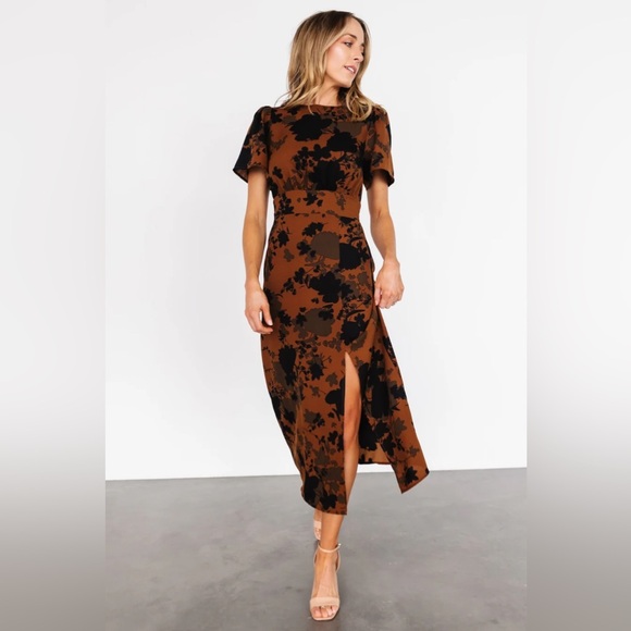 Baltic Born Lenin Midi Dress | Espresso Print - Picture 2 of 4
